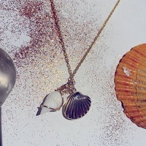 Handmade yellow gold filled rollo seashell 16” necklace